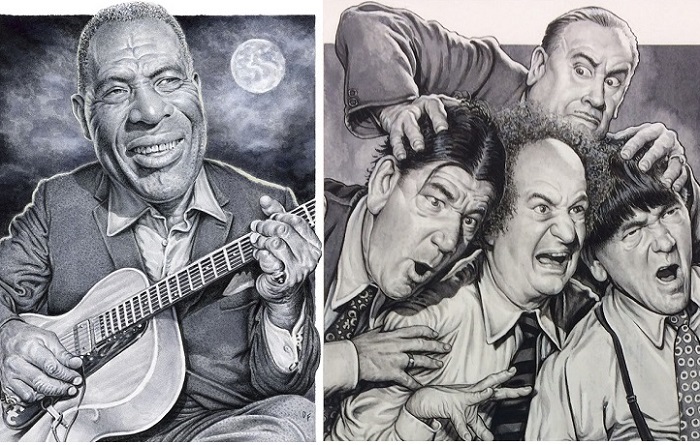 Big Bill Broonzy, Three Stooges (c) Drew Friedman