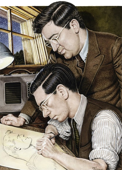 Siegel and Shuster (c) Drew Friedman